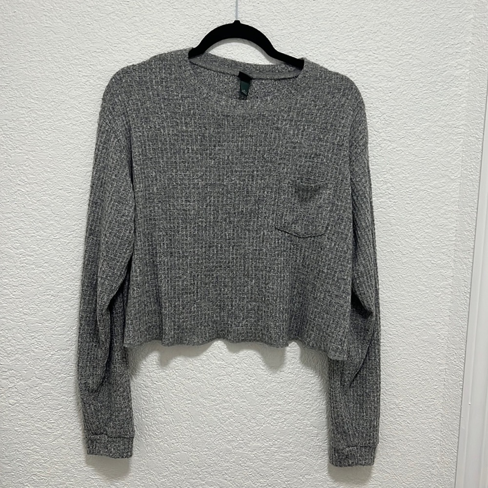 Cropped pocket waffle tee